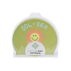 Sunnylife SmileyWorld  Green Swim cap  Sol Sea Youth Ages 3-9